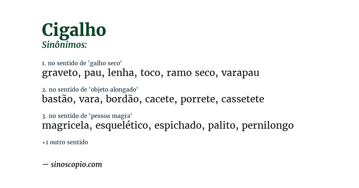Sinônimo de cigalho