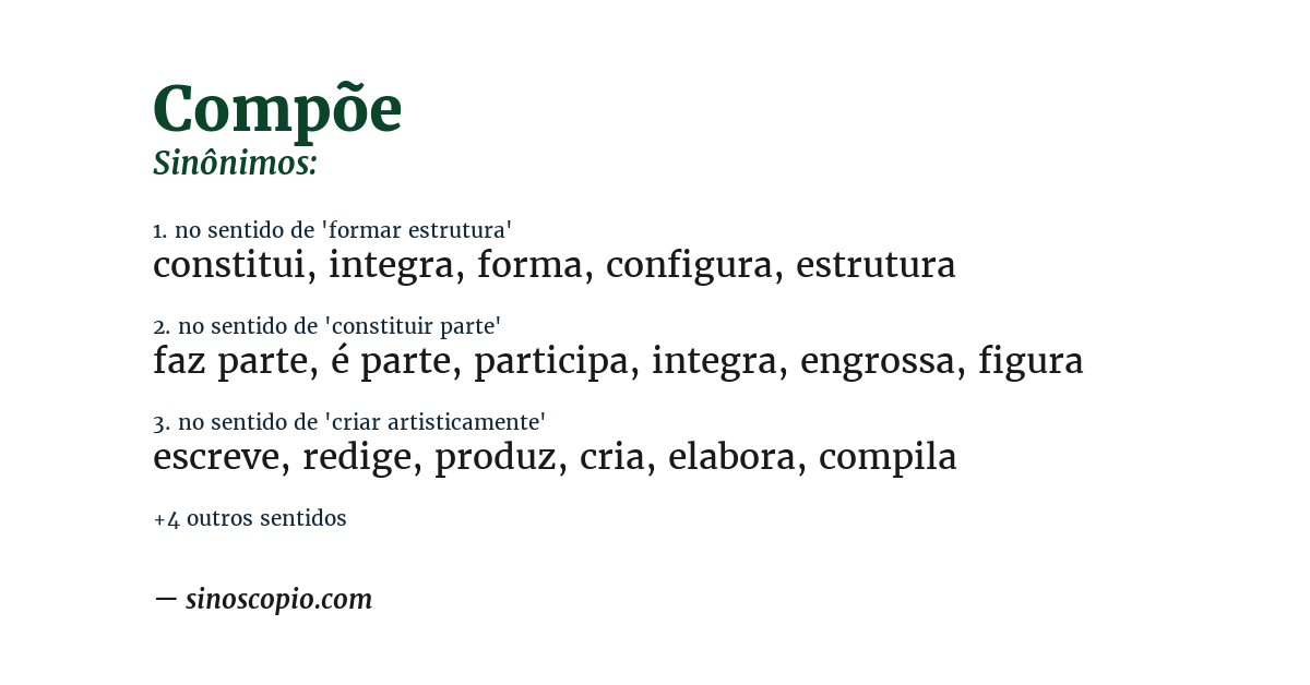 Sinônimo de compõe