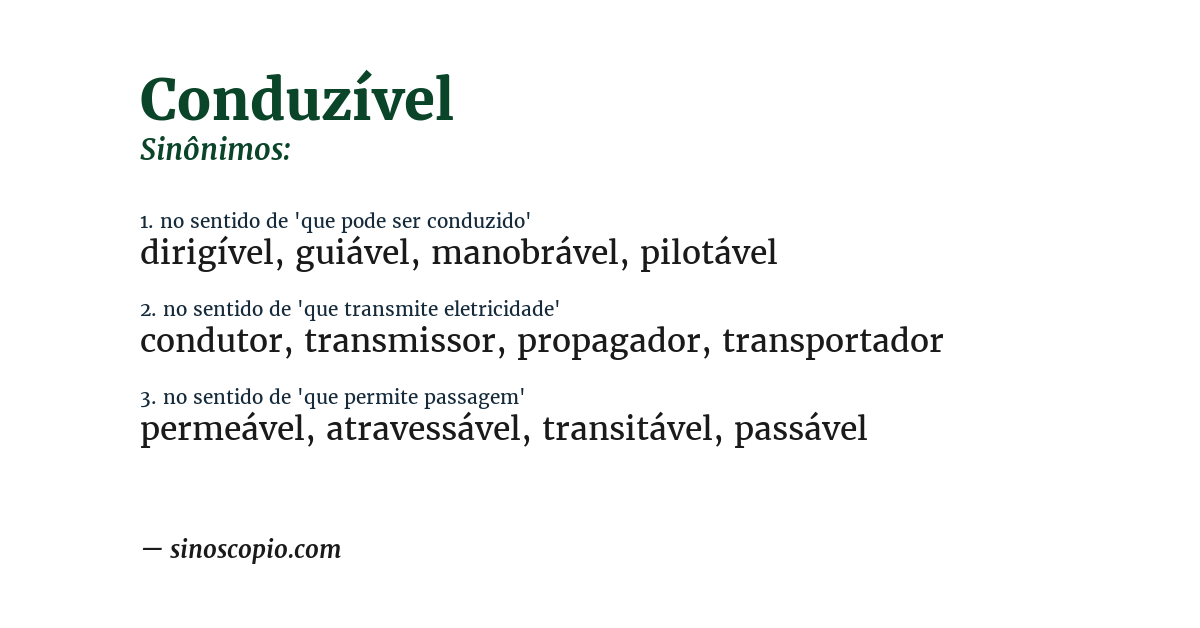 Sinônimo de conduzível