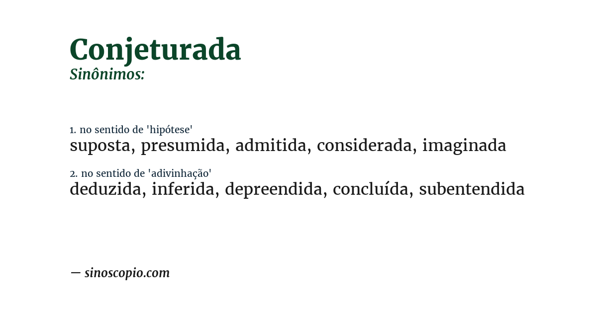 Sinônimo de conjeturada