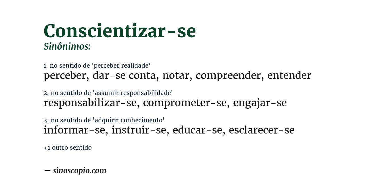Sinônimo de conscientizar-se
