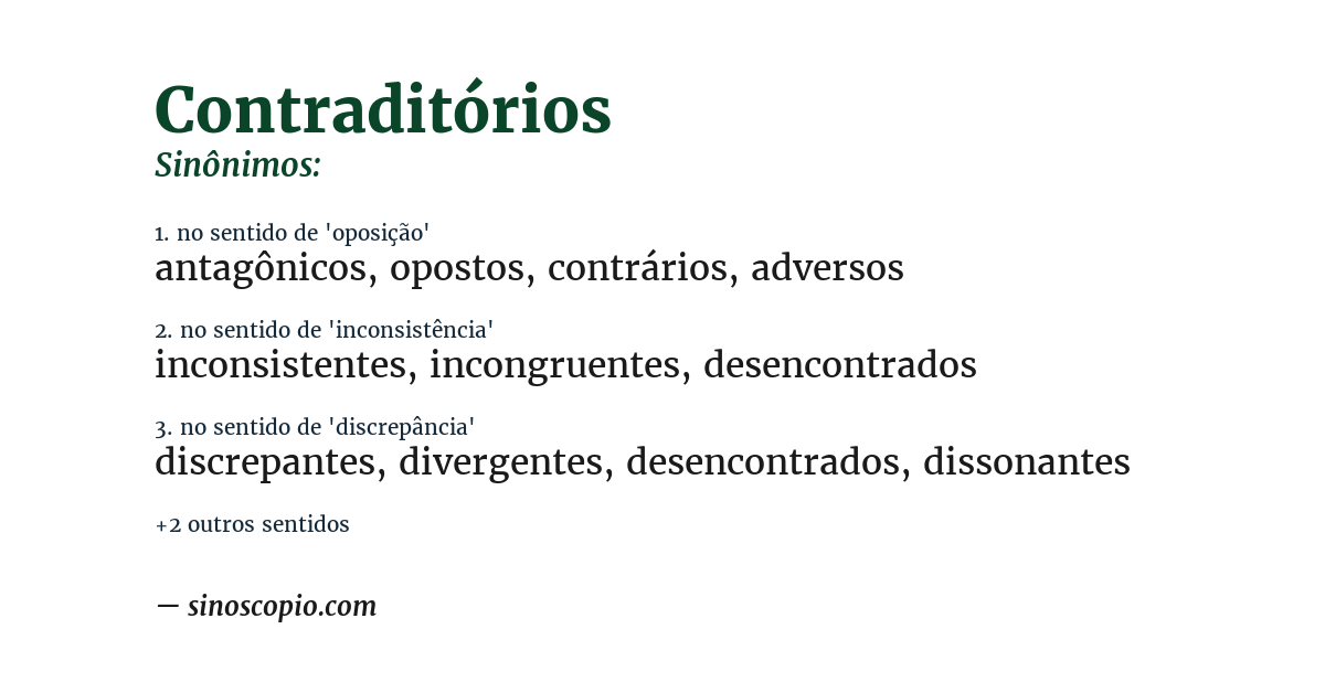 Sinônimo de contraditórios