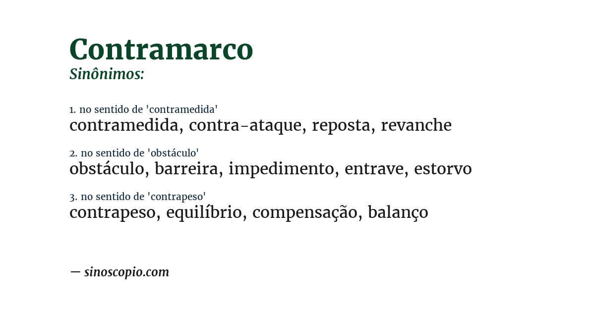 Sinônimo de contramarco