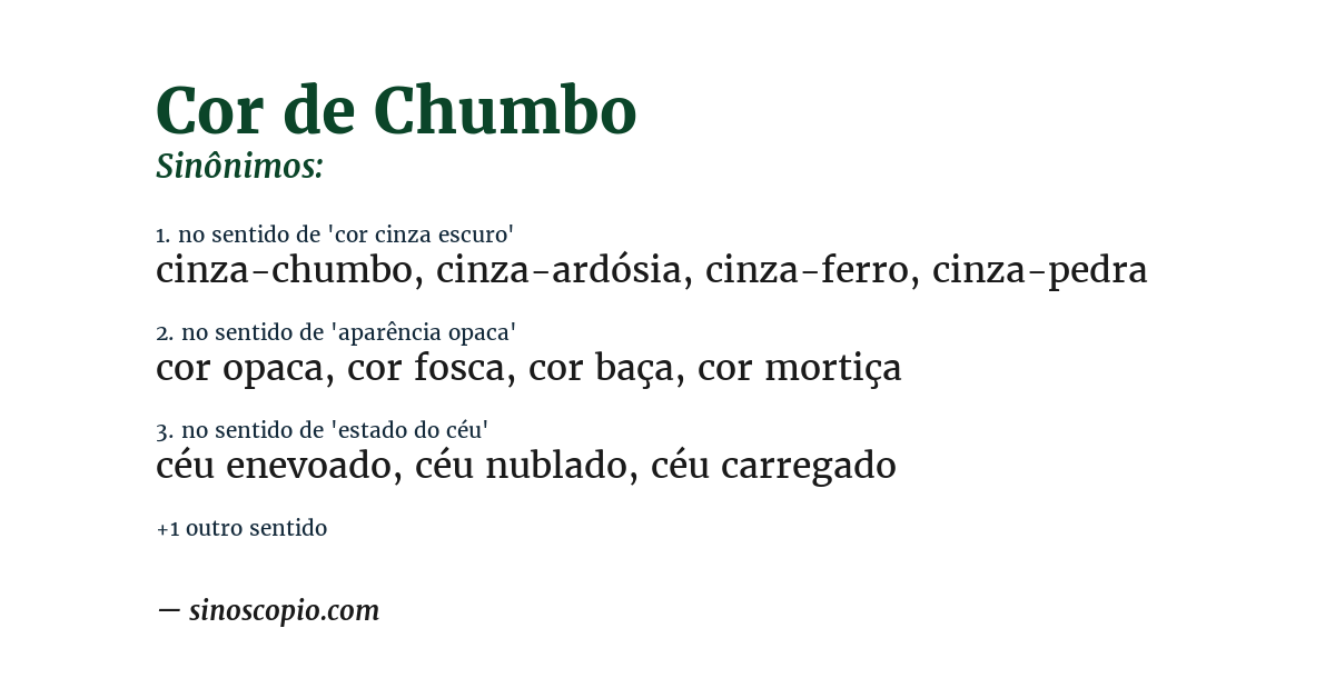 Sinônimo de cor de chumbo