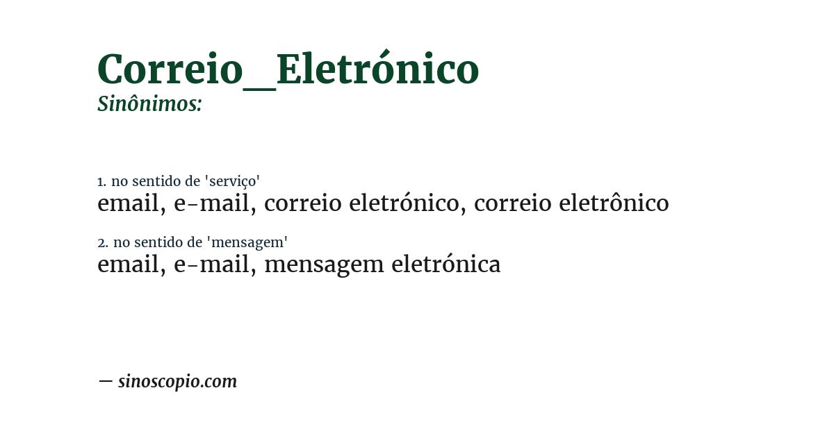 Sinônimo de correio_eletrónico