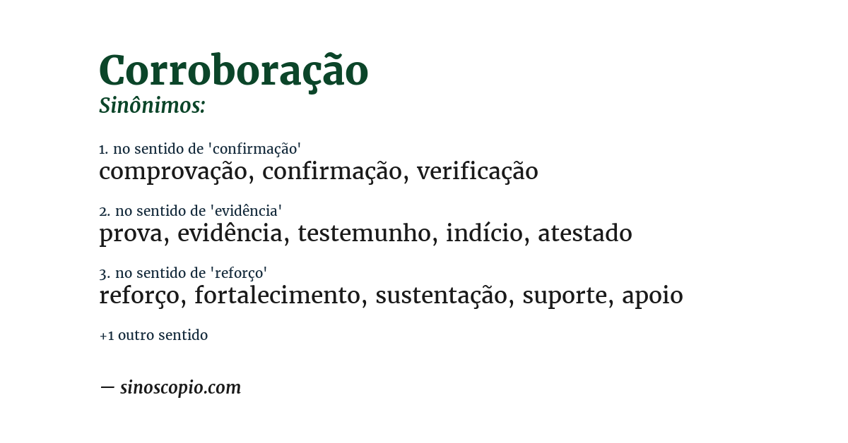 Sinônimo de corroboração