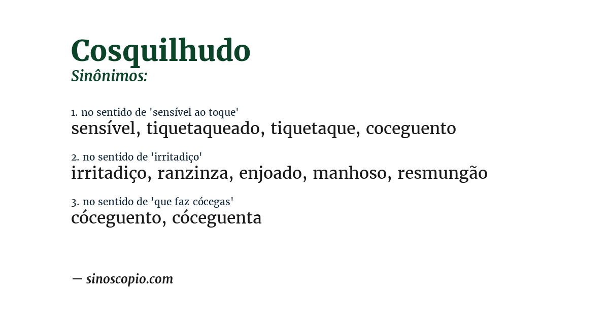 Sinônimo de cosquilhudo