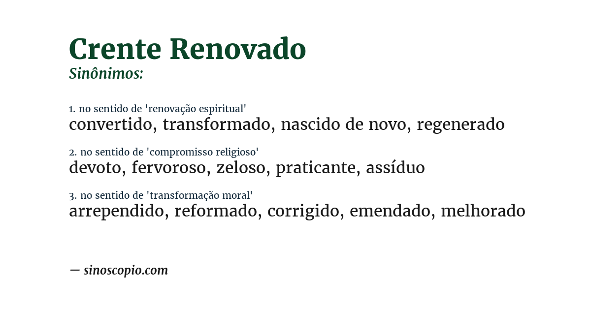 Sinônimo de crente renovado
