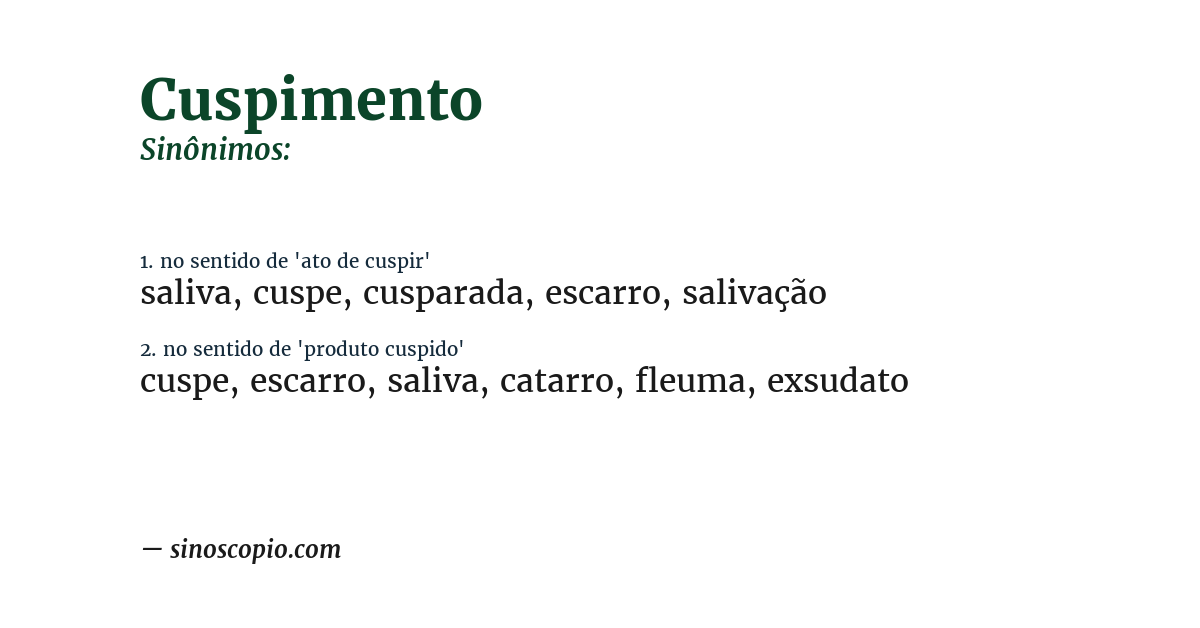 Sinônimo de cuspimento