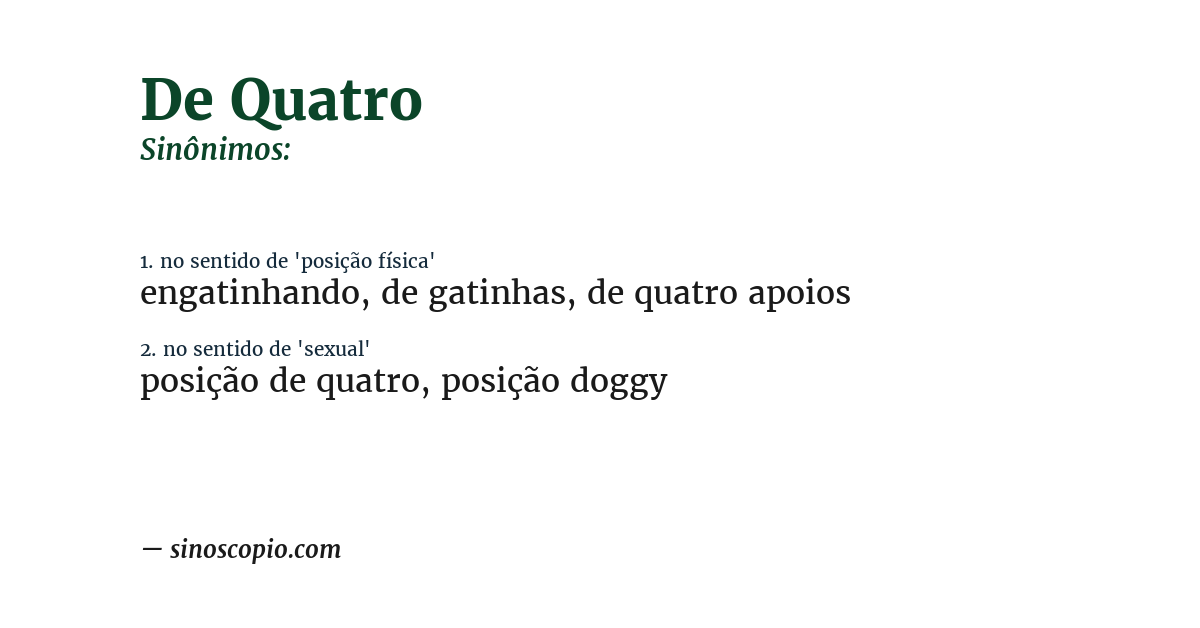 Sinônimo de de quatro