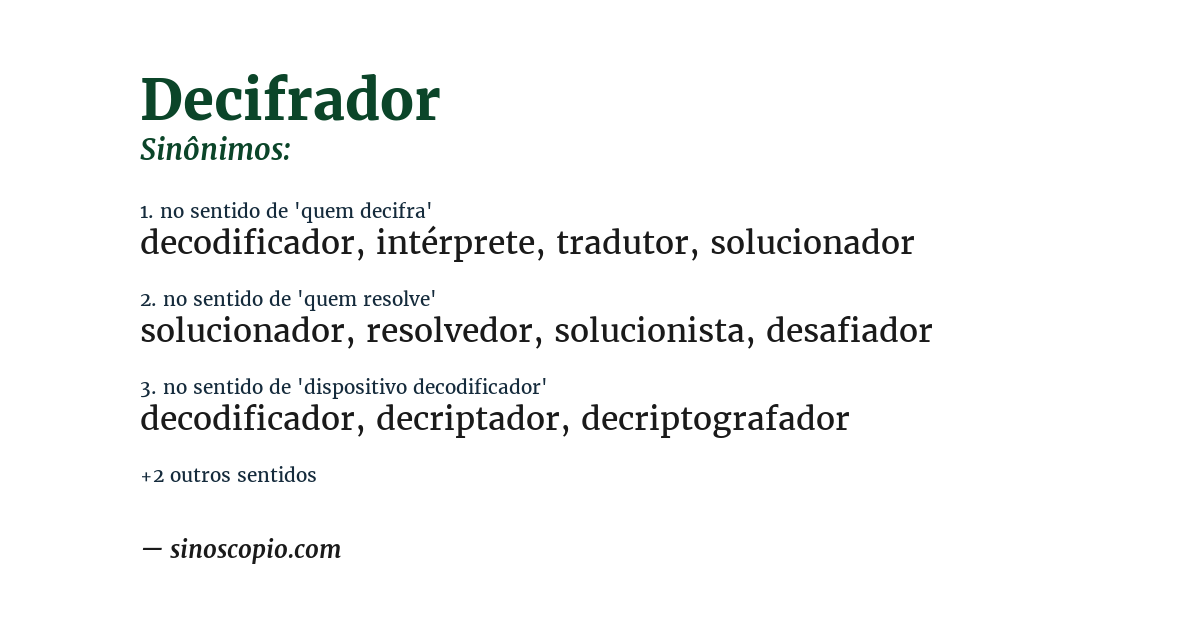 Sinônimo de decifrador