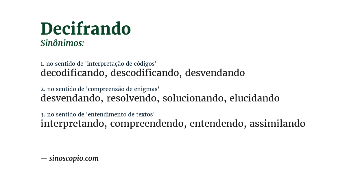 Sinônimo de decifrando