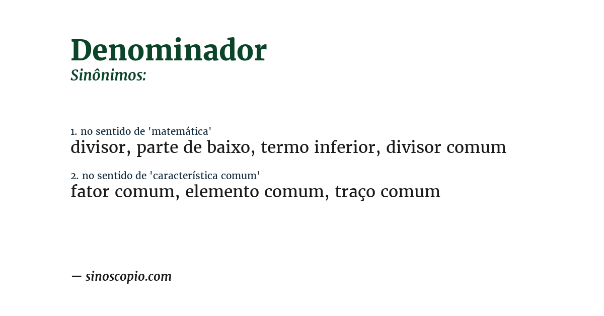 Sinônimo de denominador