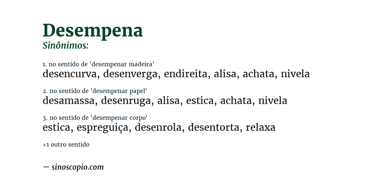Sinônimo de desempena