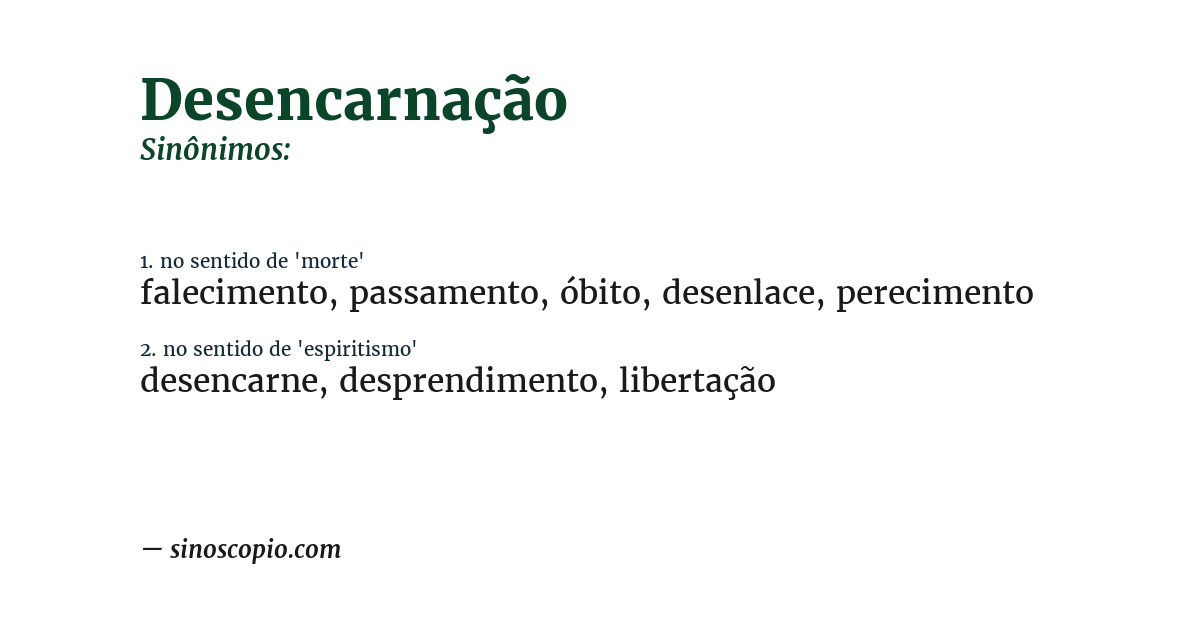 Sinônimo de desencarnação