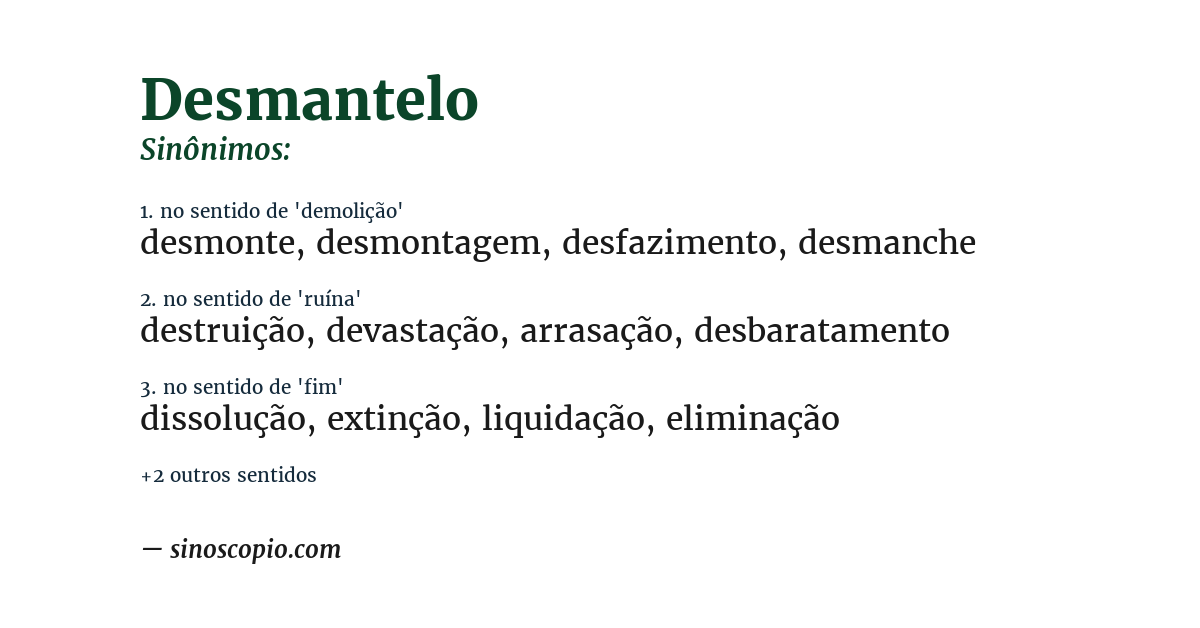 Sinônimo de desmantelo