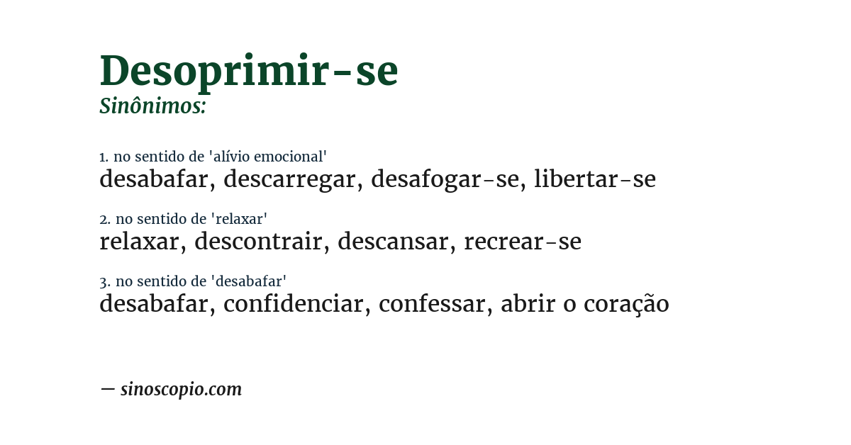 Sinônimo de desoprimir-se