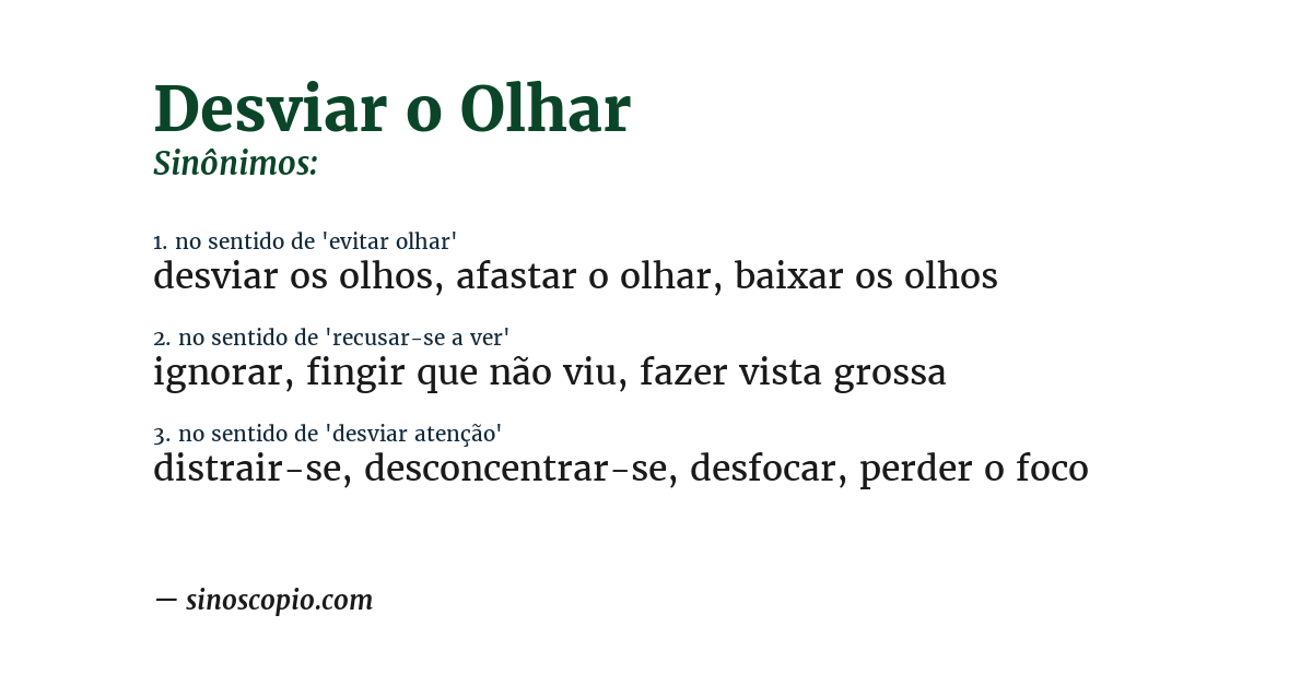 Sinônimo de desviar o olhar