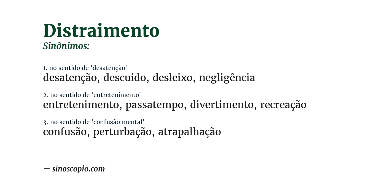 Sinônimo de distraimento
