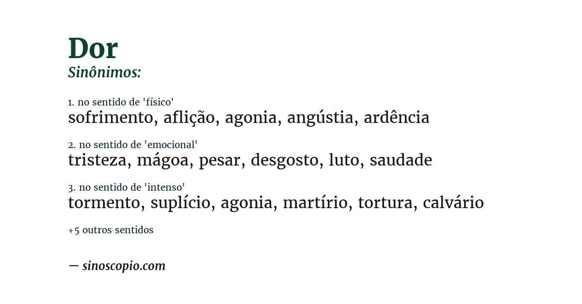 Sinônimo de dor