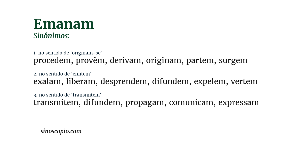 Sinônimo de emanam