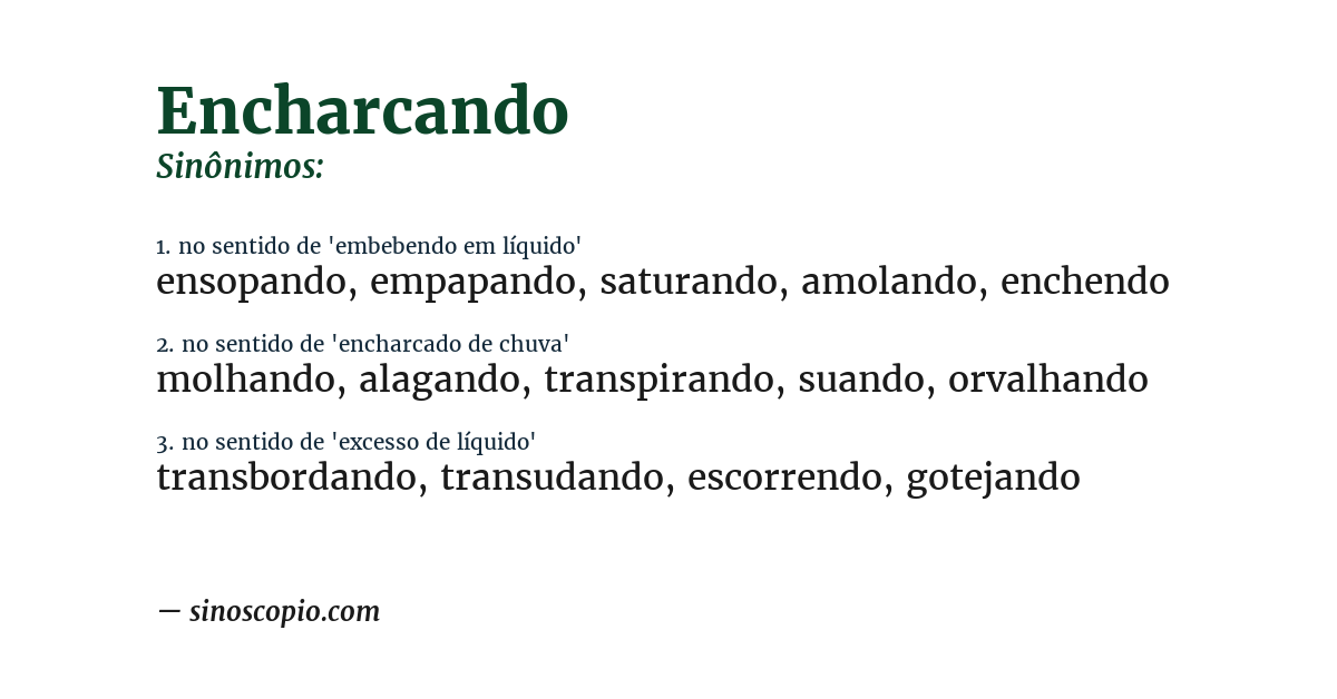 Sinônimo de encharcando