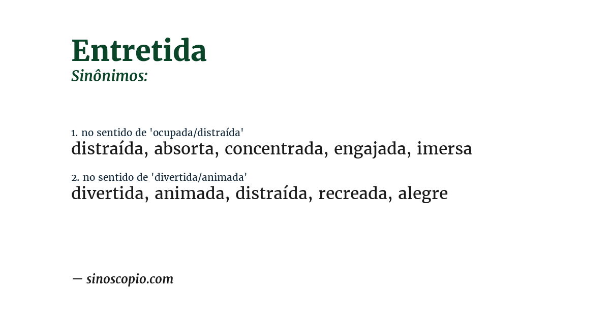Sinônimo de entretida