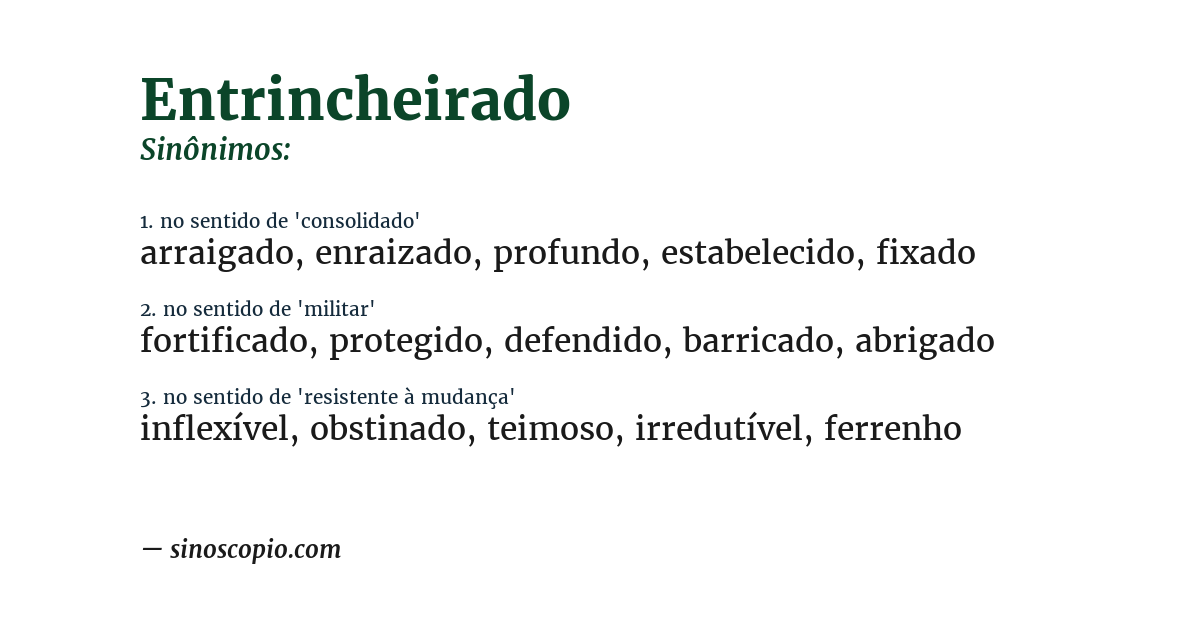 Sinônimo de entrincheirado