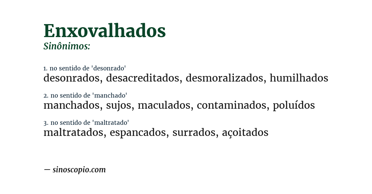 Sinônimo de enxovalhados