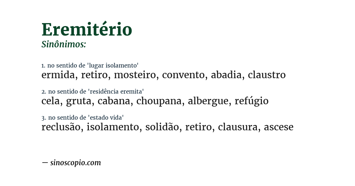 Sinônimo de eremitério