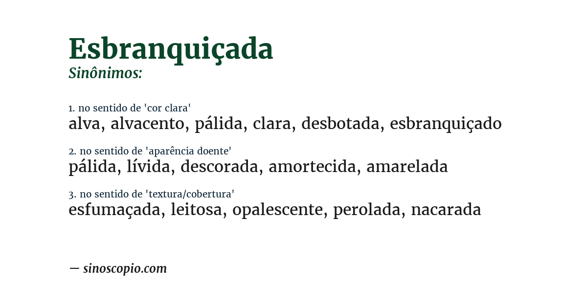 Sinônimo de esbranquiçada