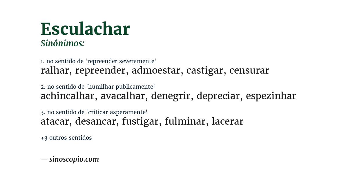 Sinônimo de esculachar