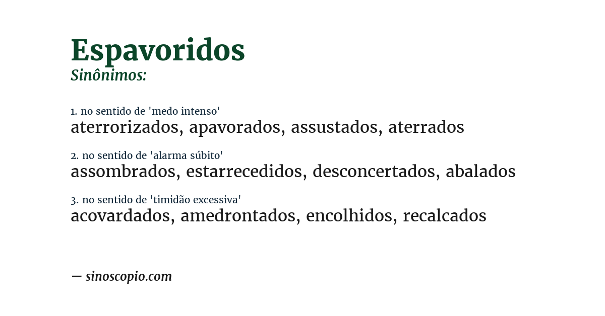 Sinônimo de espavoridos