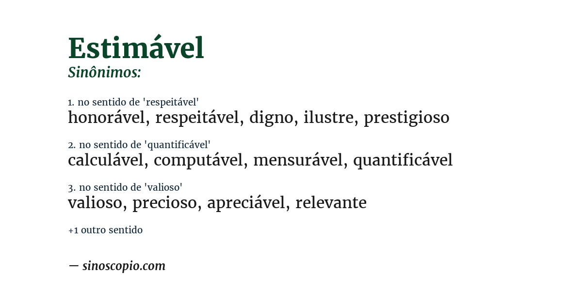 Sinônimo de estimável