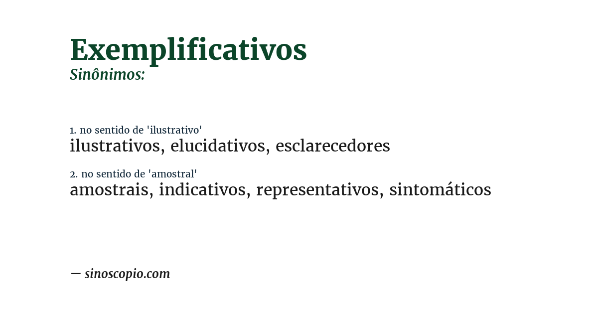 Sinônimo de exemplificativos