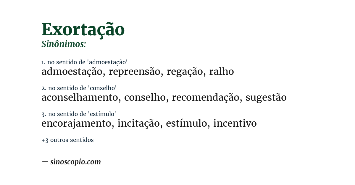 Sinônimo de exortação
