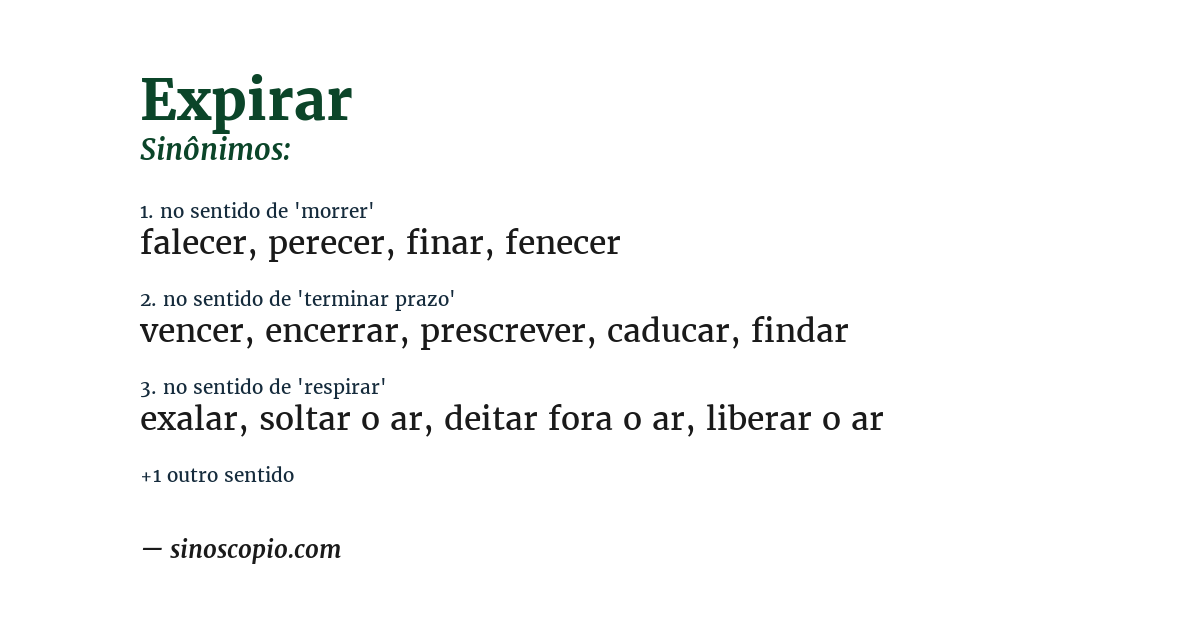 Sinônimo de expirar