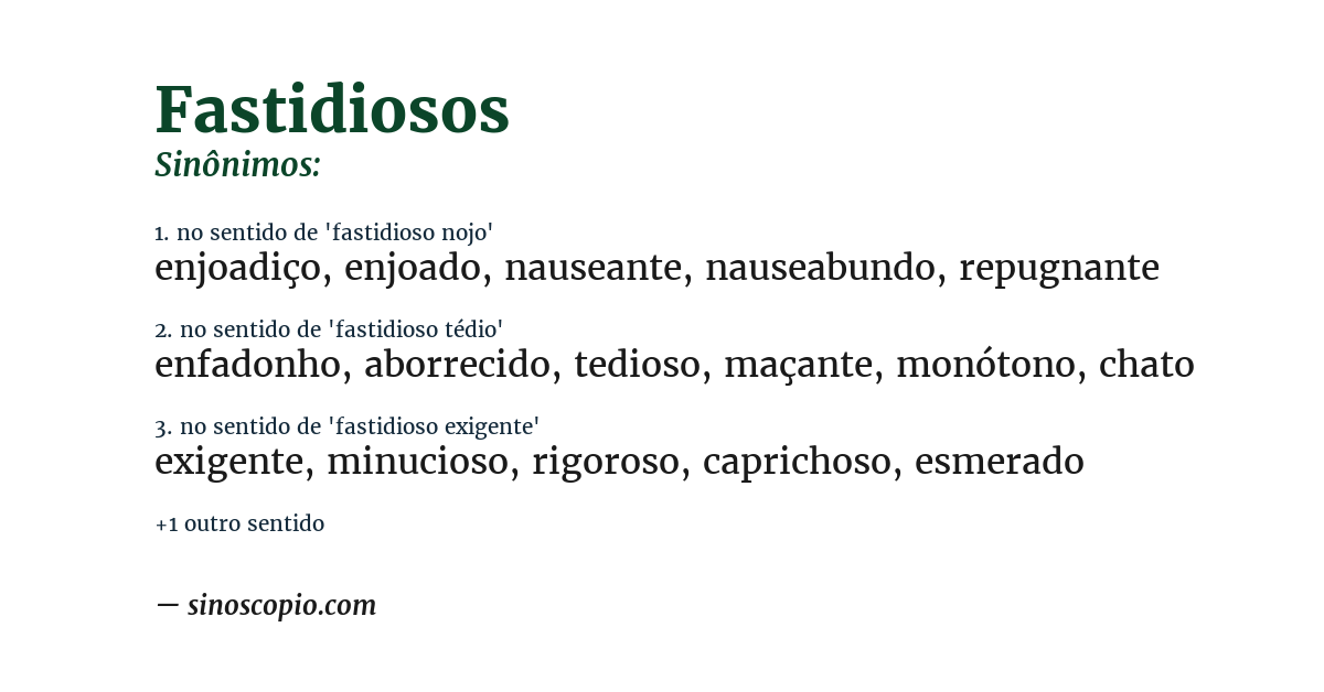 Sinônimo de fastidiosos
