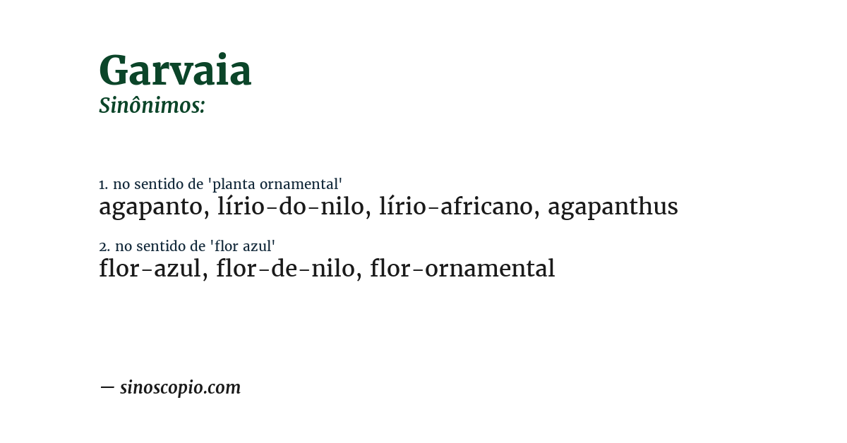 Sinônimo de garvaia