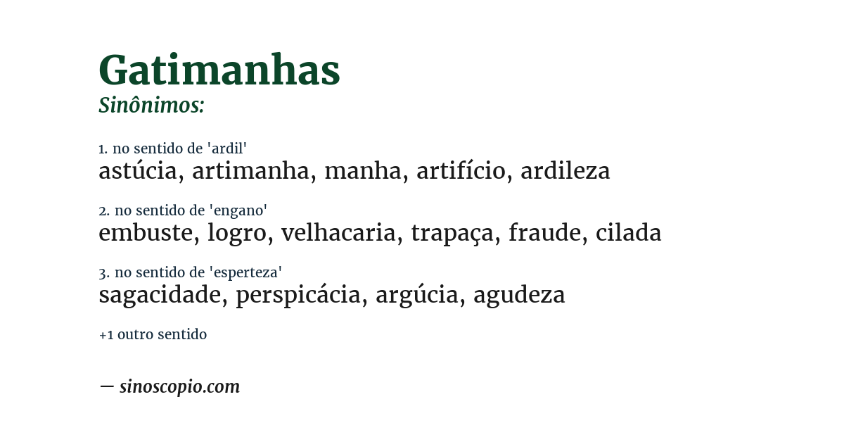 Sinônimo de gatimanhas