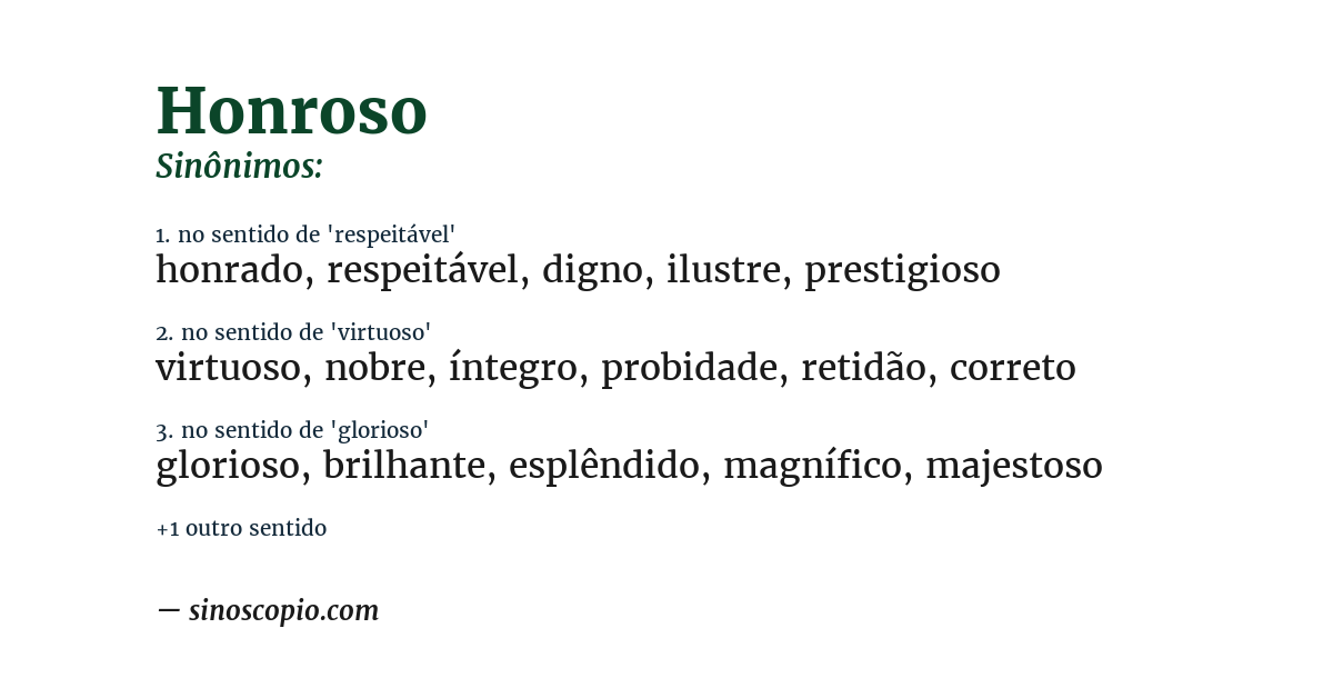 Sinônimo de honroso