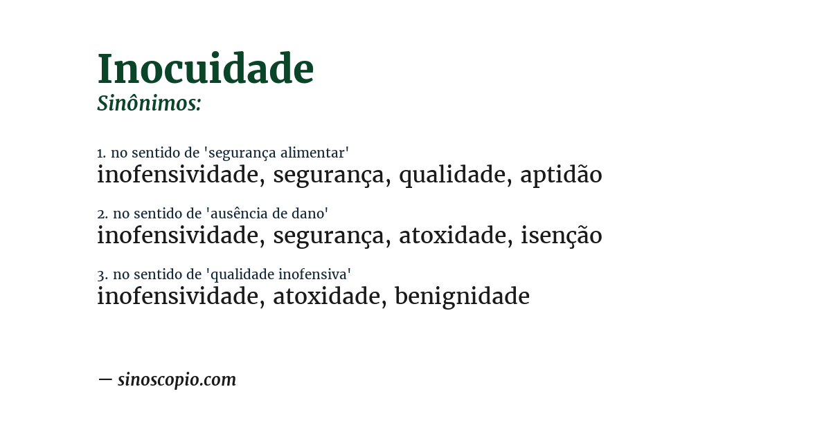 Sinônimo de inocuidade
