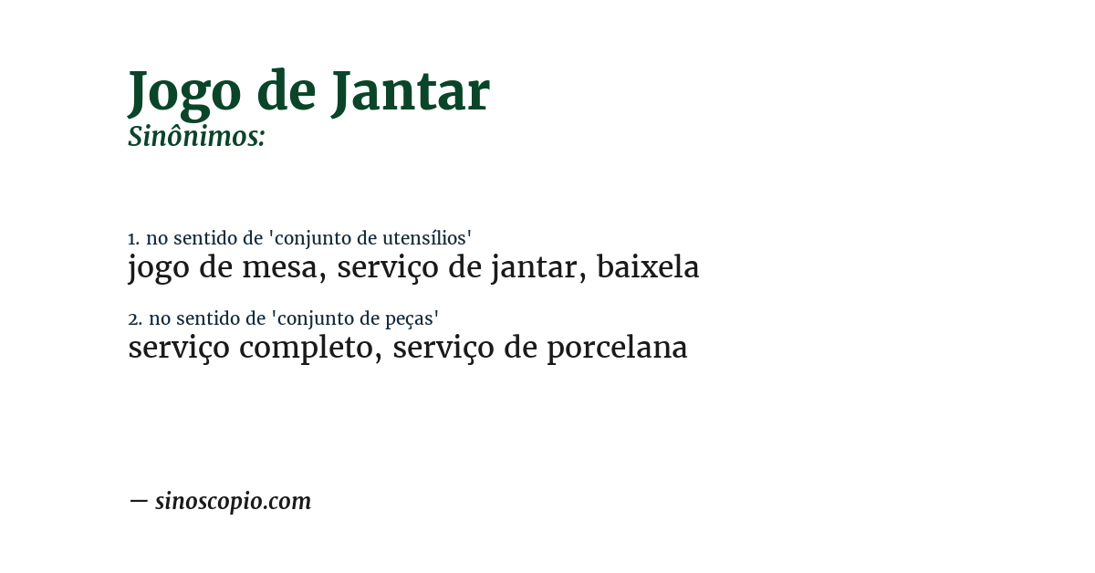 Sinônimo de jogo de jantar