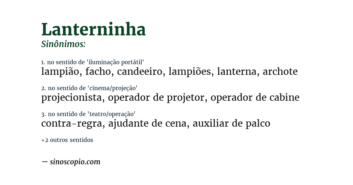 Sinônimo de lanterninha