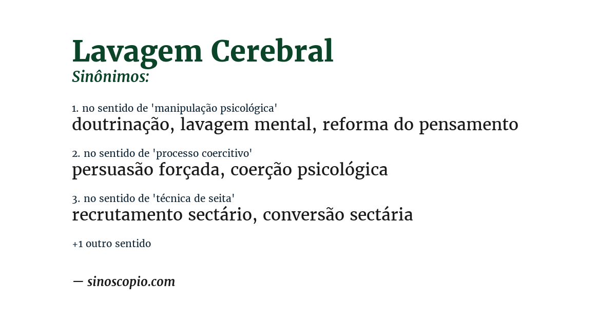 Sinônimo de lavagem cerebral
