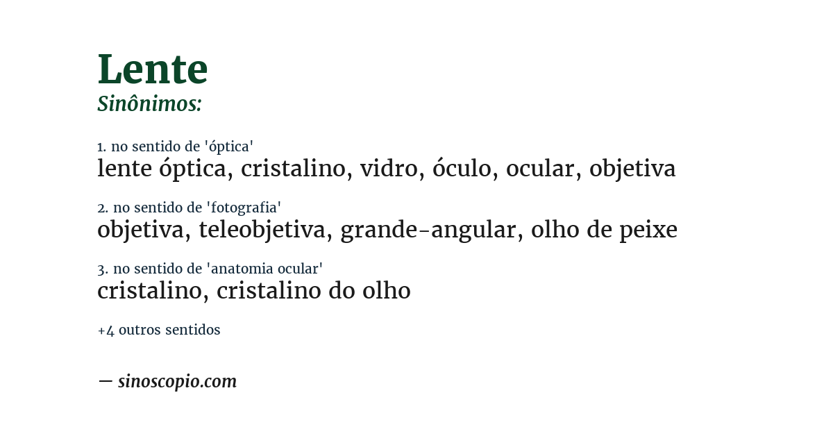 Sinônimo de lente