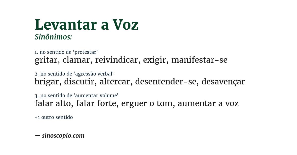 Sinônimo de levantar a voz