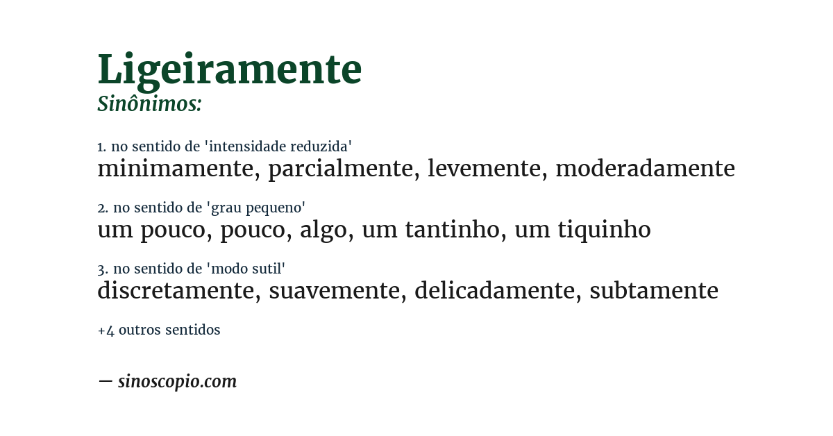 Sinônimo de ligeiramente