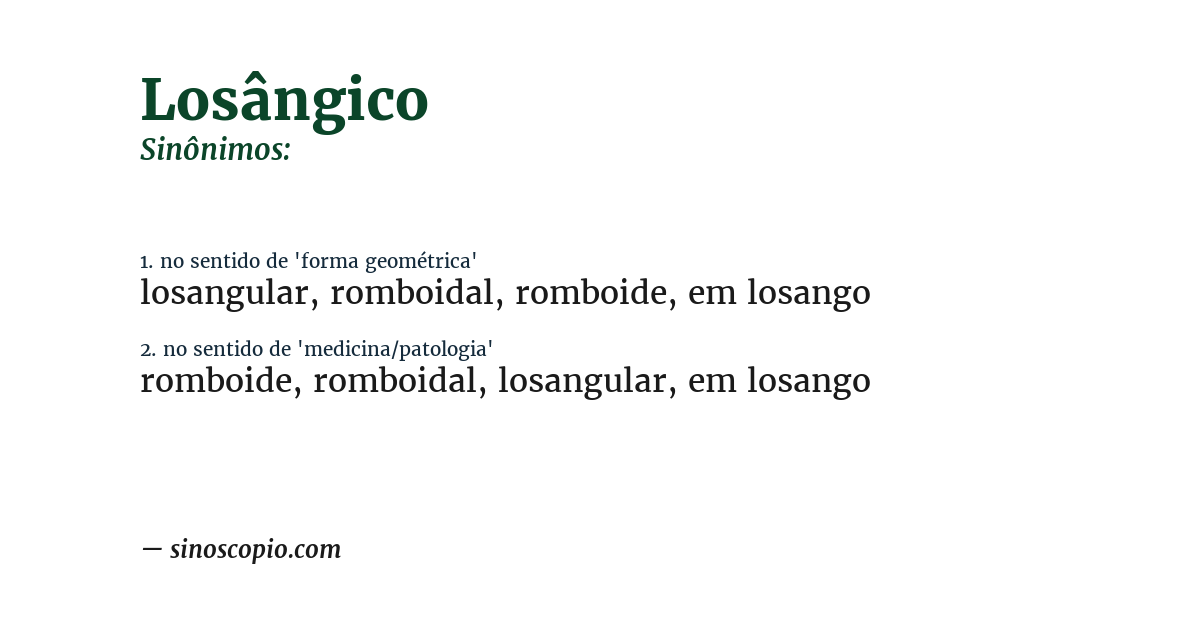 Sinônimo de losângico