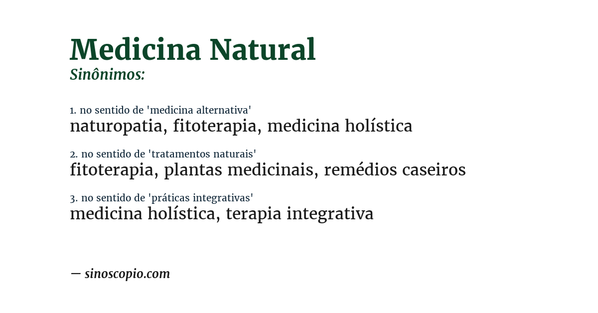 Sinônimo de medicina natural